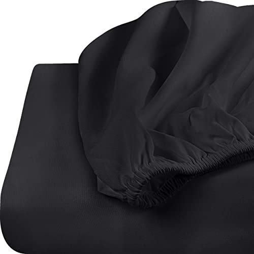 King Fitted Sheet Set, Pack of 2, 15 Inch Deep Pocket - Black