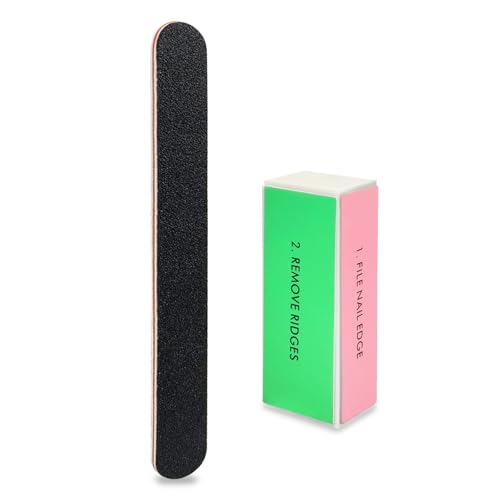 Black Nail File and Square Sponge Buffer Manicure Tool Kit