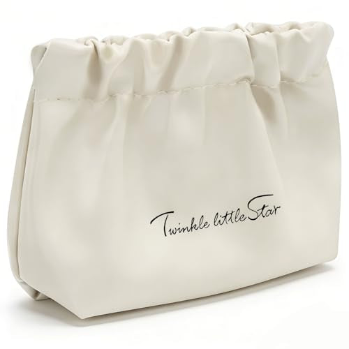 Waterproof Leather Cosmetic Bag Portable Makeup Bag for Women and Men White