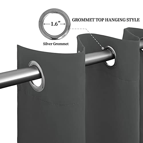 Easy-Going Grey Thermal Grommet Blackout Curtains, 2 Panels 52x63 in