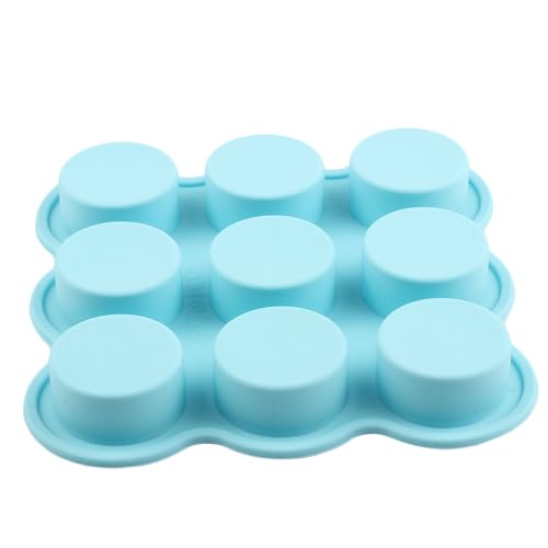 9 Cavity Cylinder Silicone Candy Mold for Chocolate and Ice Cubes, Blue