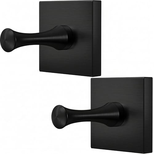 DGYB Matte Black Stainless Steel Shower & Bathroom Towel Hooks Set of 2
