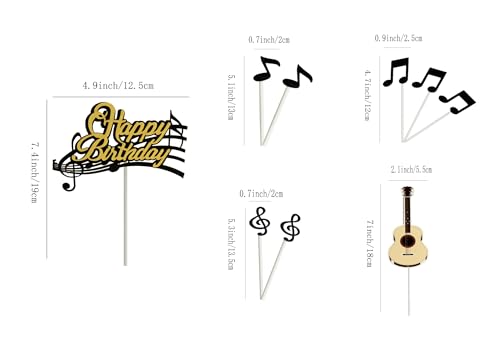 9PCS Music Note Cake Toppers for Parties | Guitar Decorations