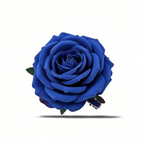 Royal Blue Rose Hair Clip and Brooch 2-in-1 Fabric Flower Pin