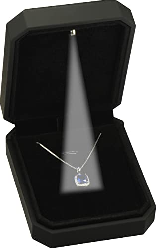 Luxury LED Necklace Gift Box - Octagonal Black Jewelry Pendant Box