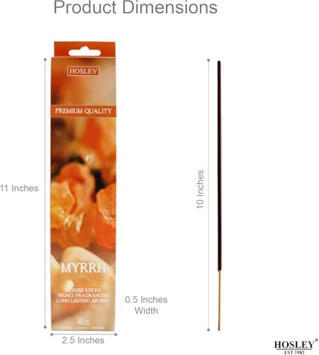 Hosley Myrrh Incense Sticks – 40 Pack for Meditation & Aromatherapy