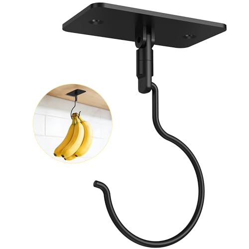 Metal Banana Hook Hanger Under Cabinet - 360° Rotatable, Compact Design