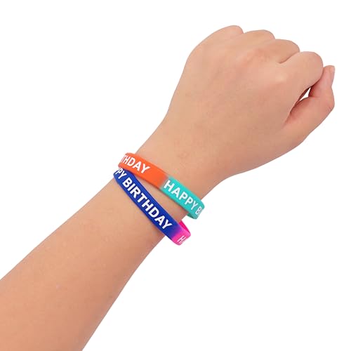 88 Pack Birthday Rubber Wristbands - 22 Colorful Styles