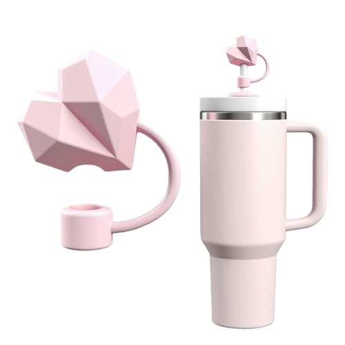 Silicone Heart Shape Straw Cover for Stanley Cup - 10mm (Pink)