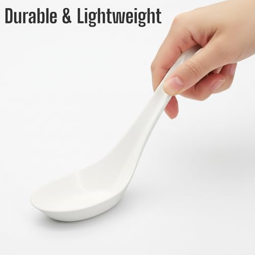 50 Pack Disposable Asian Soup Spoons with Hook - Eco-Friendly Cornstarch