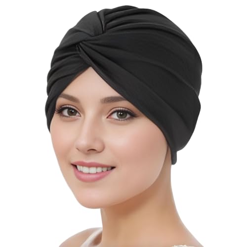 6 Pieces Solid Cotton Women Chemo Hat Stretchy Turban Beanie,Head Wraps Hats Cancer Headwear Beanie Head Covering for Women
