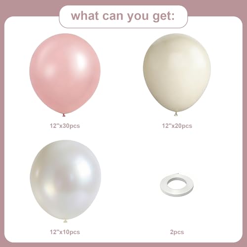 60 Pcs Pink and White Balloons - 12 Inch Latex for Parties