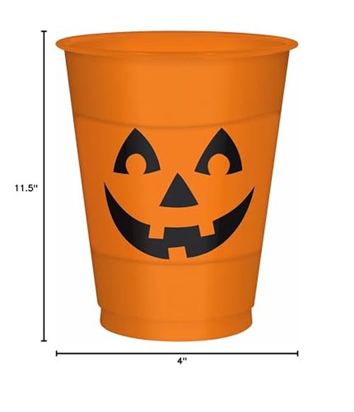 Pumpkin Orange Plastic Cups 16 oz ( Pack of 25) - Vibrant & Durable Event Drinkware, Perfect for Halloween Parties, Thanksgiving Celebrations