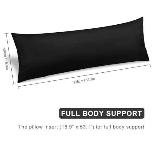 Personalized Body Pillow Cover 20x54 with Your Text & Photo - Pureblack
