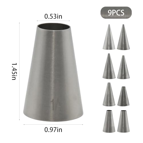 WINDAWNKE 9-Piece Large Stainless Steel Piping Tips Set for Cake Decorating