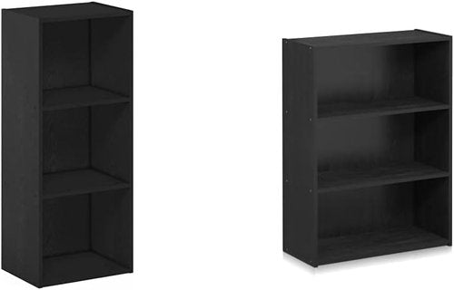 Furinno 3-Tier Bookcase and Shelf Storage Bundle - Blackwood & Americano Finish Options