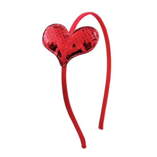 Doneace Red Sequin Heart Headband Valentine's Day Hair Hoop