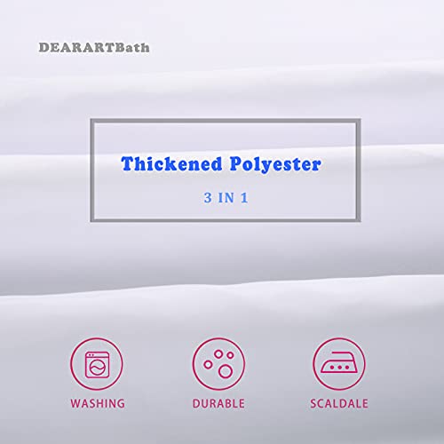 DEARART Pure White Fabric Shower Curtain, 72x72 Inch Water-Resistant Set