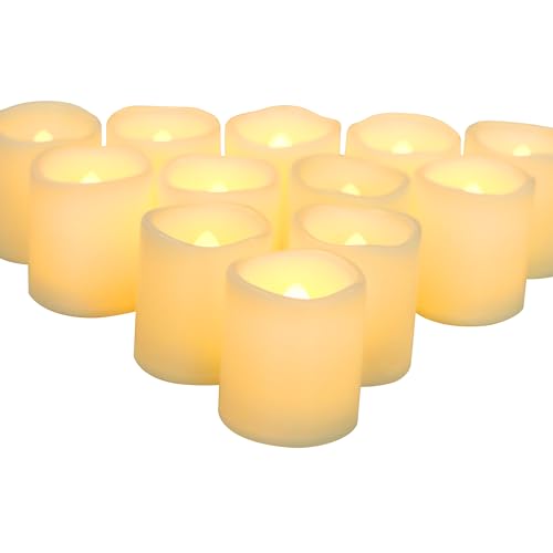 12-Pack Battery Operated Flameless LED Votive Candles - Warm White