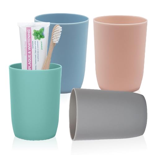 Stackable 4-Pack Plastic Bathroom Tumbler Cups - 280ml BPA-Free