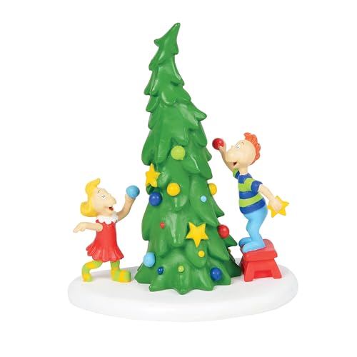 Department 56 Dr. Seuss Grinch Village Accessories Whoville Christmas Tree Figurine, 4 Inch, Multicolor