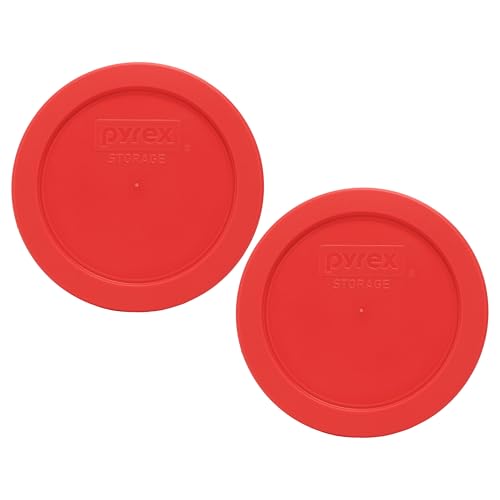 Pyrex 7200-PC 2-Cup Red Food Storage Replacement Lids - 2-Pack