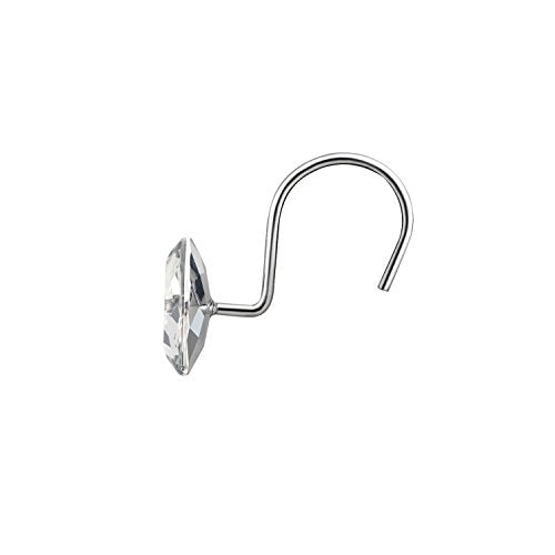HBlife 12 Pcs Rhinestone Shower Curtain Hooks - Rust Proof & Elegant
