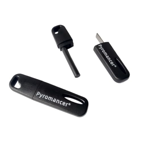 2Packs Ferro Rod Fire Starter for Camping, Ferrocerium Flint and Striker Survival Kit (Black)