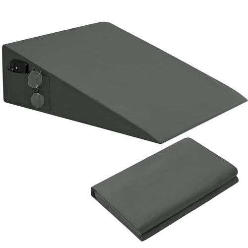 Dark Grey Wedge Pillow Cover 25x25x8 Inch with Side Pockets