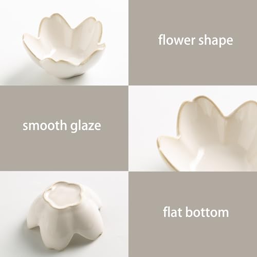 Ceramic Flower Ring Holder Dish - Small Jewelry Tray for Decor