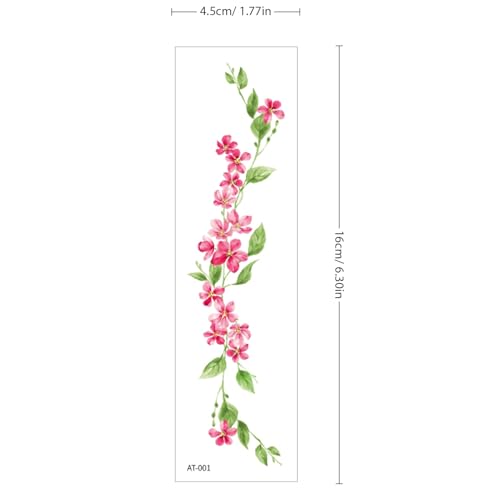 Watercolor Flower Temporary Tattoos - 6 Sheets Waterproof Floral Body Art