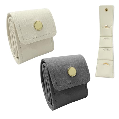 Mini Foldable Travel Jewelry Organizer Case - PU Leather for Earrings, Rings & Necklaces