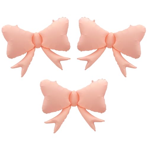 Large Pink Bow Balloons - 3 Pcs Reusable Decorations for Parties