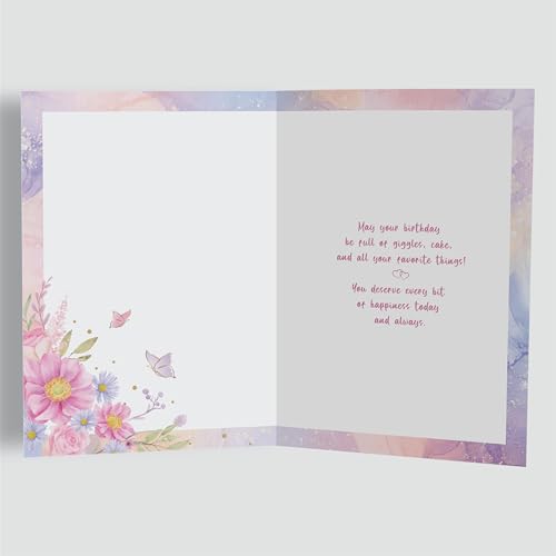 Premium Cousin Birthday Card - Floral Butterfly Design, A5 Size