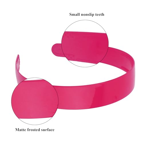 Wecoe 10pcs Rose Red 1-Inch Wide Plastic Headbands with Teeth for Women