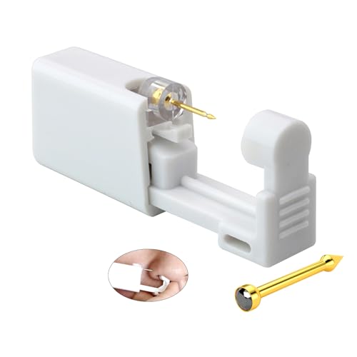 YINPAD Disposable Safe Nose Piercing Gun Kit with Built-In Stud and Pad (Golden Black)