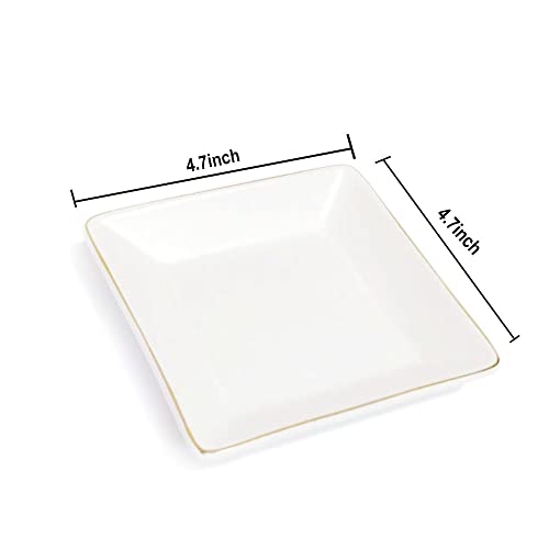 HANKOR White Ceramic Jewelry Dish Tray - Decorative Trinket Holder for Rings & Earrings