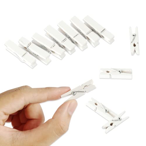 128 Pcs Mini White Wooden Clothespins - 1.4 Inch Photo Clips for Crafting