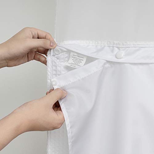 N&Y HOME Snap-In Shower Curtain Liner, 100% Polyester, White, 70x54