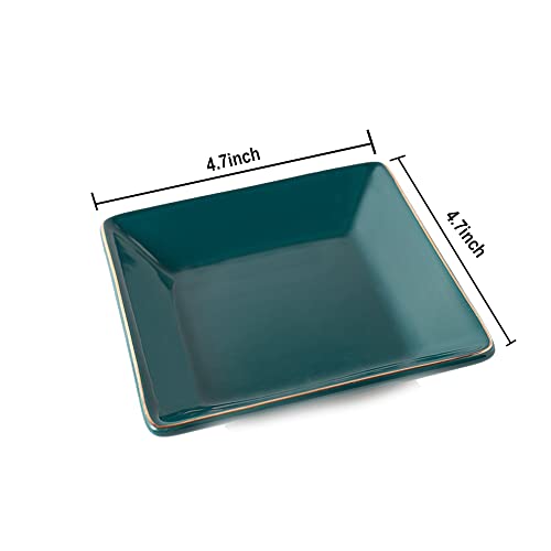 HANKOR Ceramic Jewelry Dish Tray - Decorative Trinket Holder, 4.7" Green