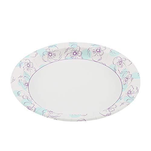 Glad 10-Inch Heavy Duty Paper Plates, Blue Flower Design, 600 Count (12-Pack)