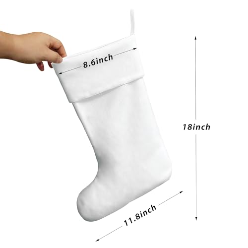 White Christmas Stockings 18 Inch Plush Holiday Decor for Xmas Gifts & Candies