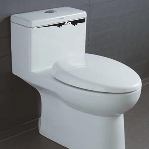 Black 3D Toilet Monster Peep Art Decal - Funny Bathroom Sticker