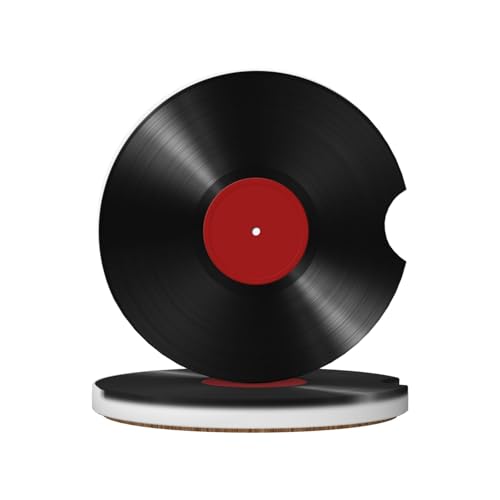 Absorbent Car Coasters with Cork Base - 2 Pack Red Vinyl Design
