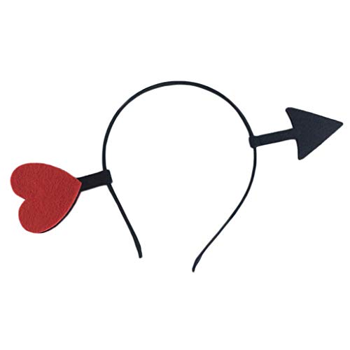 Valentine's Day Love Heart Arrow Headband Black Elastic Hair Hoop