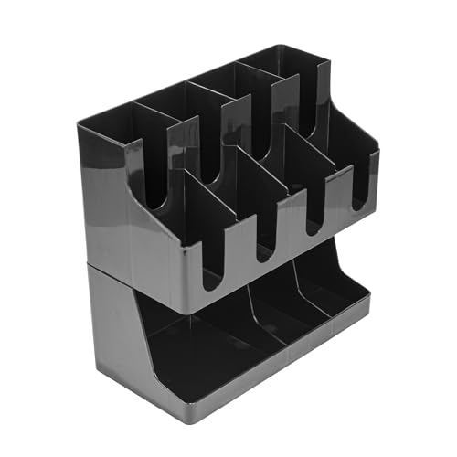 Restaurantware Restpresso Coffee Bar Organizer, 1 Count Durable 11 Compartments, Compact Size, Black Plastic Tabletop Coffee Supplies Organizer For Homes, Office Spaces, Breakrooms, and Lounges