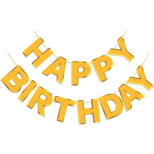Yellow Happy Birthday Banner - Durable Party Decor for All Ages