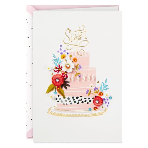 Hallmark Signature Birthday Card for Sister - Elegant Cake Design