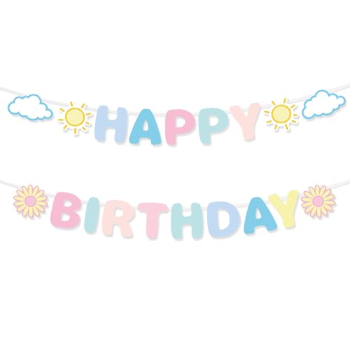 Pastel Happy Birthday Banner - Pre-Strung Rainbow Decor