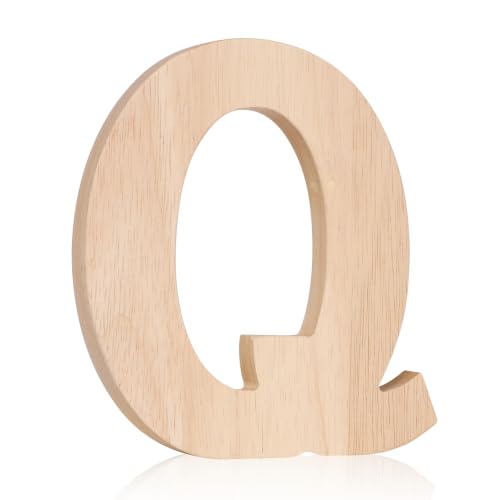 Oubest 6-Inch Unfinished Wooden Letter Q for DIY Crafts and Wall Decor